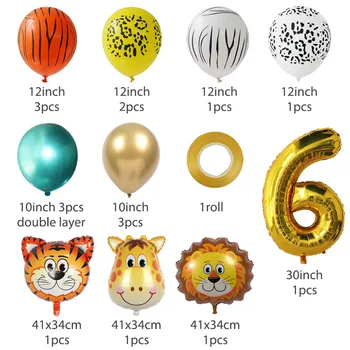 1Set Safari Gyvūnų Balionai Nustatyti Latekso Balionas 32inch Aukso Numeris Ballon Vaikų Gimtadienis 