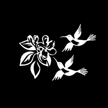 16*11.8 cm Lipdukus su gražių gėlių ir du paukščiai,Juokinga Automobilio Langą Bamperis Naujovė JDM Drift Vinilo lipdukas, Decal