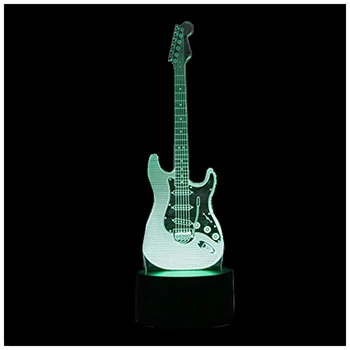 Naujas 3D Elektrinė Gitara Naktį Šviesos 7 Spalvų LED Keisti Touch Jungiklis Lentelės, Stalo Lempos Meno Šviesos Kalėdų Dovana, Valentino Dovana Vaikams