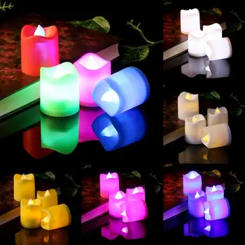 6Pcs Cilindro Flameless baterijomis, LED Žvakės Tealight Naktį Žibintai Lempa Vestuvės, Gimtadienis, Kalėdos, Namų Dekoro