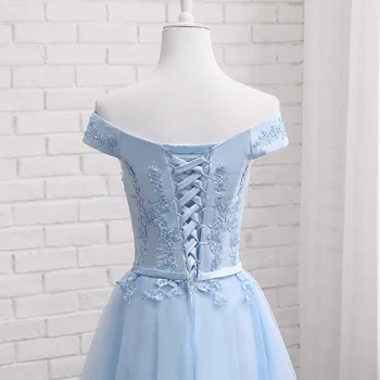 PTH2122#Nėrinių Off Peties Ilgai viduryje trumpi mėlynos Bridesmaid Dresses 2019 naujas Sesuo grupė Užsakymą šalies promenadzie suknelė taurę kostiumas