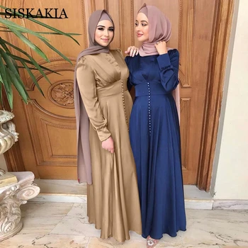 Siskakia Satino Suknelė, Hijab Moterų 2021 Naujas Ramadanas Eid Mubarakas Elegantiškas, Kietas Plonas Juosmens Sūpynės, Turkija, arabų Musulmonų Drabužiai
