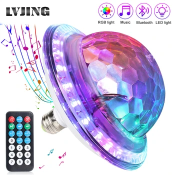 E27 RGB LED Etape Lemputės Magija Kamuolys Lempa Įjungta Garso DJ Disco KTV USB Grotuvas Muzikos, Žaisti Pritemdomi Belaidžio Led Žibintai