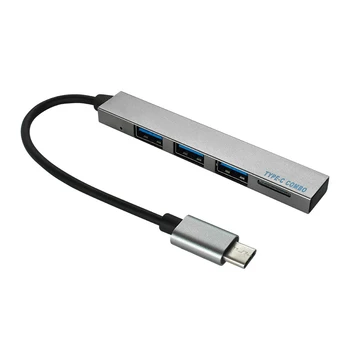USB-C 3.1, 3-Port USB 2.0 ir TF Kortelės Tipas C HUB 480 M Splitter Konverteris OTG Adapterio Kabeliu, skirta 