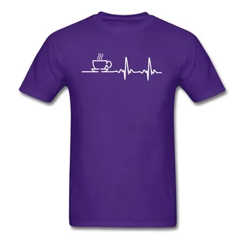Pirmadienis Kavos Širdies EKG Tshirts Arbata Ne Šiandien Grupės Viršūnės Negabaritinių Marškinėliai trumpomis Rankovėmis Vyras Top marškinėliai Aukštos Kokybės Juoda