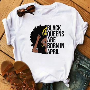 Maycaur Afro Mergina Afrikos Plaukų Karūna Viršuje Moterų marškinėliai Melanino Karalienė, O Moterų-kaklo Marškinėlius Juoda Merginos Tees Mados Moterų Marškinėliai