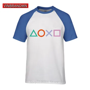 PS4 Valdytojas Mygtukus, T-Shirt, Derliaus PS Logo Marškinėliai Vyrams Hiphop Marškinėlius 