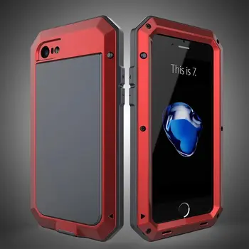 Smūgio Vandens Įrodymas Metalo Case For iPhone XS XR X 5 5s se 6 6s 7 8 plius Metalų Lydinio, Gyvenimo apsauginis Dangtis+Gorilla Glass Raštas
