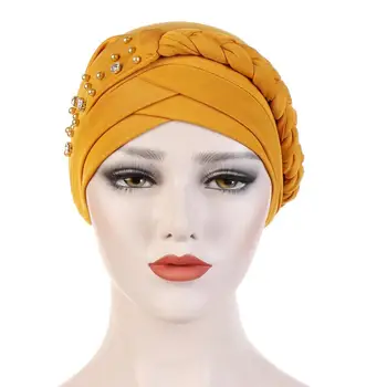 Naują Pavasario ir Rudens Musulmonišką Hidžabą Kepurės vientisos Spalvos Medvilnės Granulių Turbaną variklio Dangčio Su Gręžimo Vidinis Hijabs Underscarf Moterų galvos apdangalas