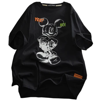 Disney Mickey Mouse Moterų Animacinių filmų T-shirt Prarasti Atsitiktinis O-Kaklo korėjos Drabužių Kawaii Harajuku Drabužiai, Vyriški ilgomis Rankovėmis Viršūnes