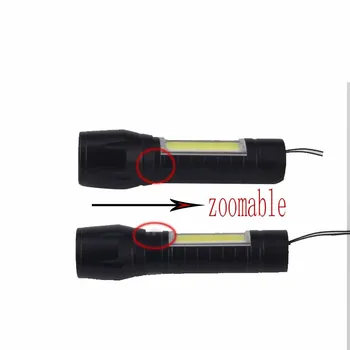 Mini Zoom Aliuminio Q5 LED Žibintuvėlis XPE COB Darbą Šviesos Lanterna Galia Rašiklį, Žibintuvėlį 2 Režimai Naudoti 14500 CREE Sunku LighFlashlight