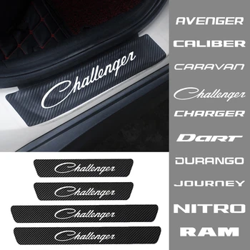 4PCS Anglies Automobilių Durų Slenkstį, Palangės Saugotojas Lipdukus Dodge RAM Avenger Kalibro Karavanas Challenger Įkroviklis Lėkti Durango