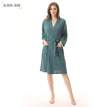 Paprastas Plonos Trikotažinės Medvilnės Dvigubo Sluoksnio Plauti Gazas Vyrų Ir Moterų Kimono Yukata Japoniško Stiliaus Ponios Apdaras Drabužius Naktiniai Marškinėliai