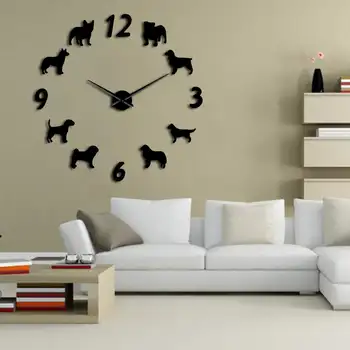 Skirtingų Šunų Veislių Didelis Sieninis Laikrodis Šunų Mėgėjams, naminių Gyvūnėlių Savininkams, Namų Dekoro, Milžinišką Sieninis Laikrodis Modernus Dizainas 