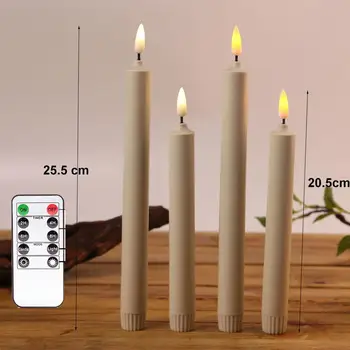 Pakuotėje 6 Flamless Mirkčiojančios Šviesos diodų (LED Žvakės Su Nuotoliniu valdymu,10 colių arba 8 colių Plastiko Geltonos arba Baltos spalvos Baterija Siaurėjantys Žvakidės