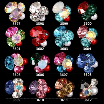 100VNT 3597-3612 Metaliniai Blizgučiai Cirkonio Puošia Gėlių 3D Lydinio Nagų Žavesio Kryžiaus Nagų Papuošalai Moterims