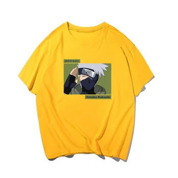 Hatake Kakashi 6 Spalvų NARUTO Marškinėliai Japonijos Anime Unisex Trumpas Rankovės Prarasti Viršuje Vyrų Medvilnės marškinėliai Harajuku Grafinis Marškinėlius