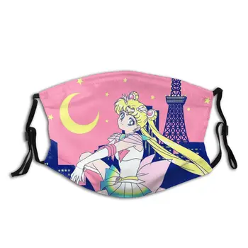 Sailor Moon Tokijas Miesto Žiburiai Daugkartinio Naudojimo Veido Kaukė Anti Migla Apsauga Nuo Dulkių Kaukė Su Filtrais, Apsauginis Dangtis Respiratorius Burną, Mufelinė