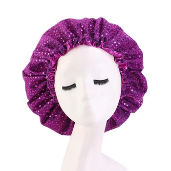 Naujas Unisex Šilkiniai variklio Dangčio Sequine Satino Moterų Kietas Plataus 6 Spalvų Plaukų Kepuraitės Skrybėlę Patogiai Miega Skrybėlę Chemo Beanie Kepurė