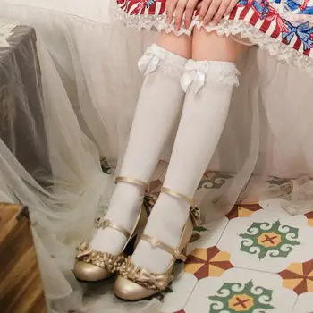 Pavasarį, Rudenį Lolita Kojinės Mergaitėms Balta Juoda Etapo Rezultatus Minkštos Kojinės Japonų Stiliaus Gryna Spalva Lankas Puikus Cosplay