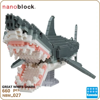 Nanoblock Gyvūnų DX Didysis Baltasis Ryklys NBM-027 680pcs Diamond Blokai Kūrybos Mini Plytų Žaislas Vaikams, Kolekcionuojamų