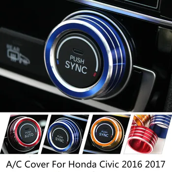 2vnt Aluminu A/C Oro Sąlygos Rankenėlė Honda Civic 2016 2017 AC, Klimato Kontrolė Žiedas Mygtuką Perjungti Apdaila Padengti Automobilio Stiliaus