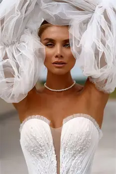 Thinyfull Žavinga Mylimąja Boho Vestuvių Suknelės, Nėriniai Appliques Nuimamas Ilgas Reljefiniai Rankovėmis-Line Paplūdimio Vestuvių Suknelės 2021